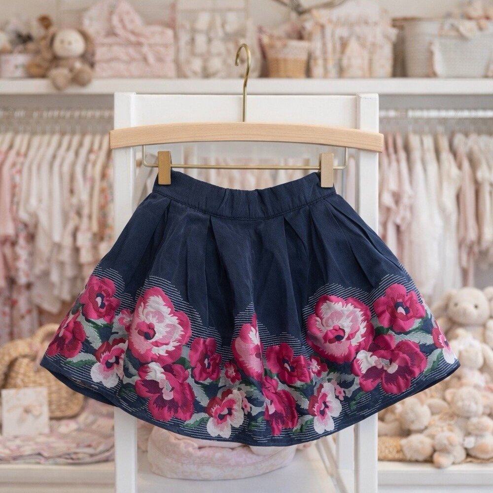 Janie and Jack Blue and Pink Floral‎ Skirt Dainty Feminine Special Occasion 3T